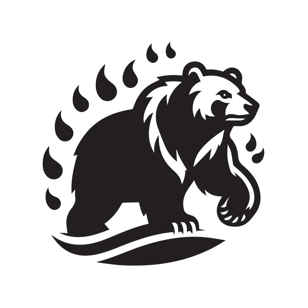 Powerful Black Bear Silhouette Graphic vector