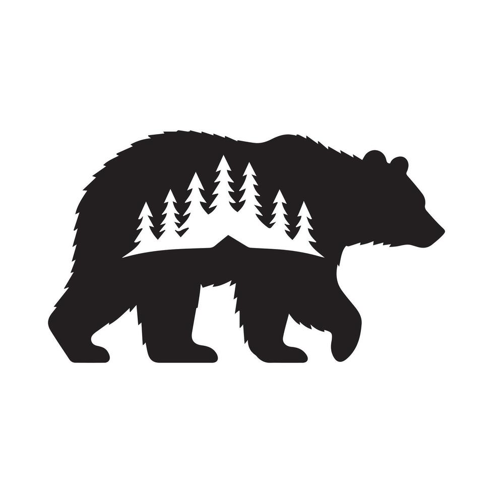 black bear profile logo design vector