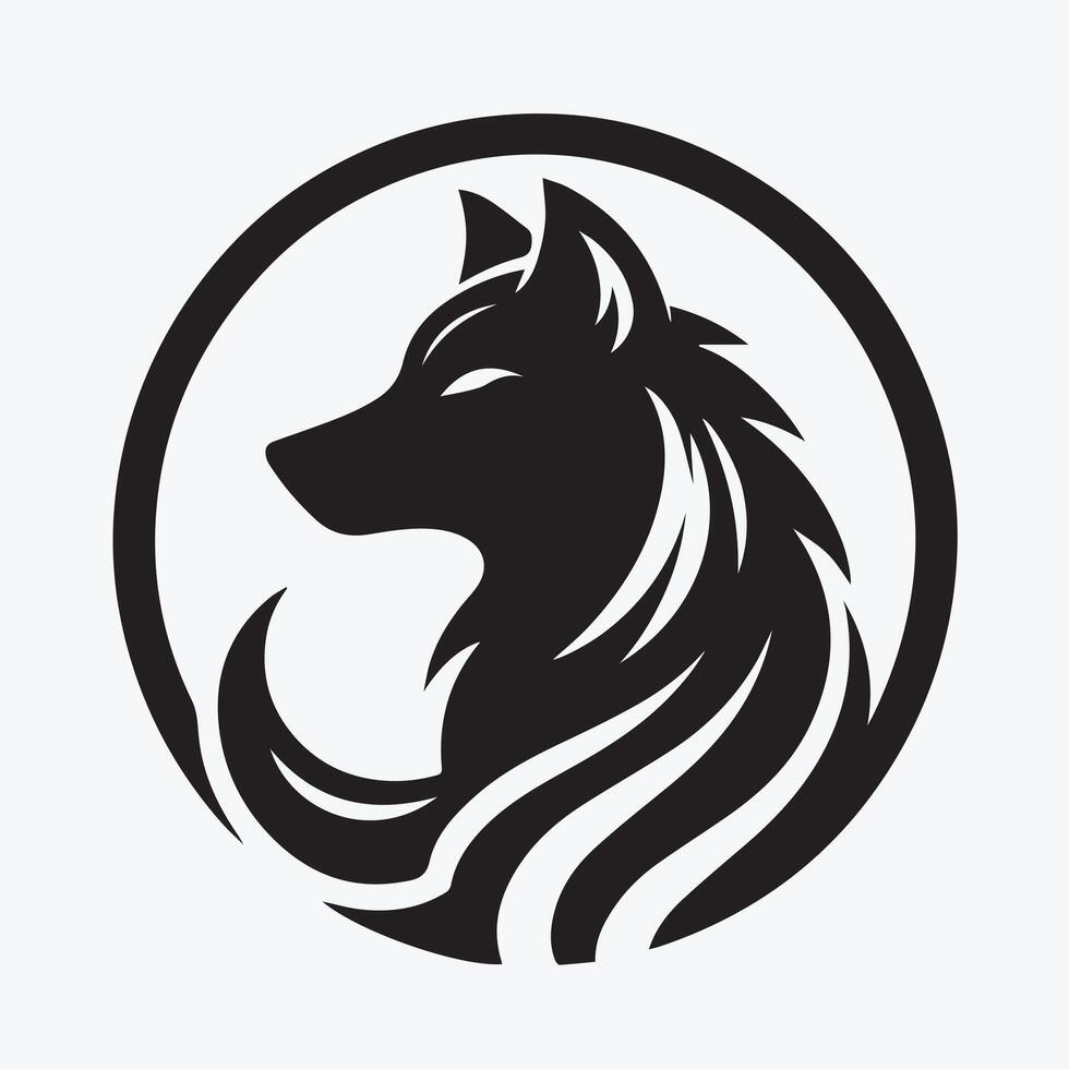 Bold Wolf Logo Design in a Circle vector