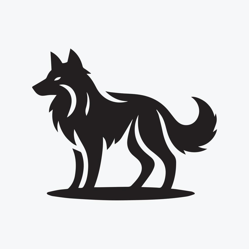 Silhouette of a howling wolf in a forest vector