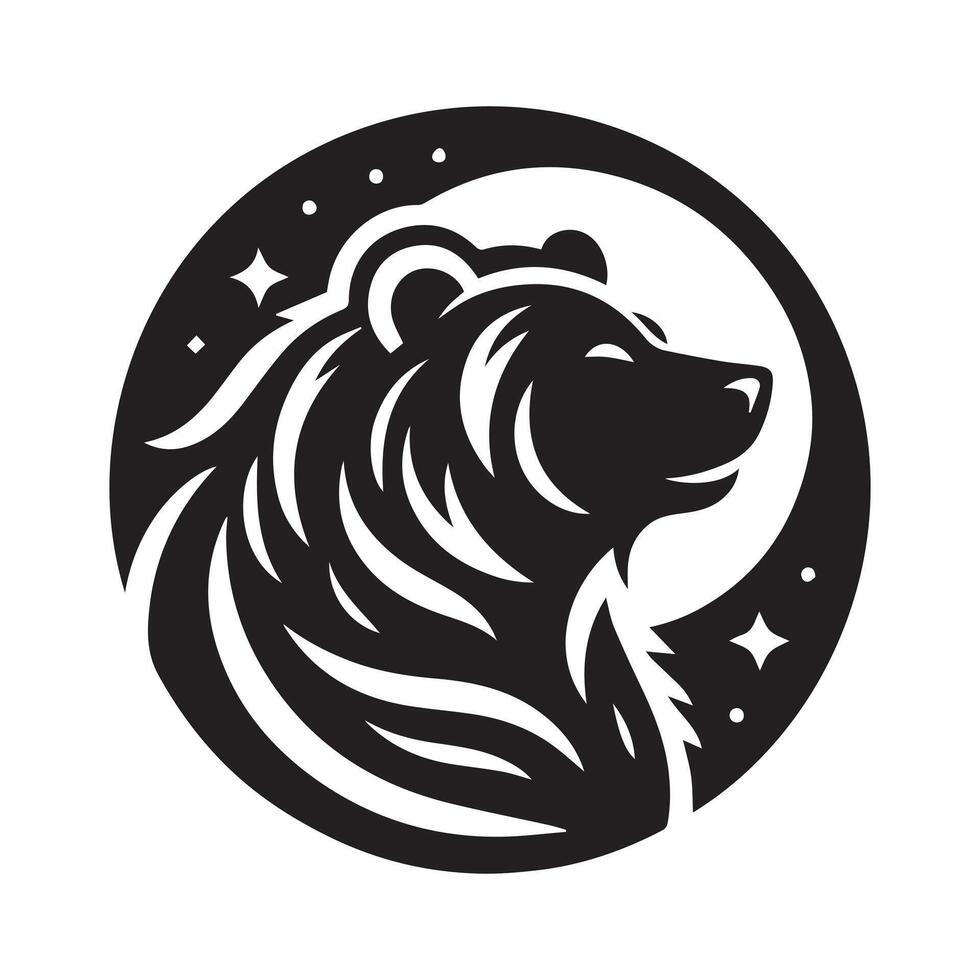 Powerful black bear silhouette in a forest setting vector