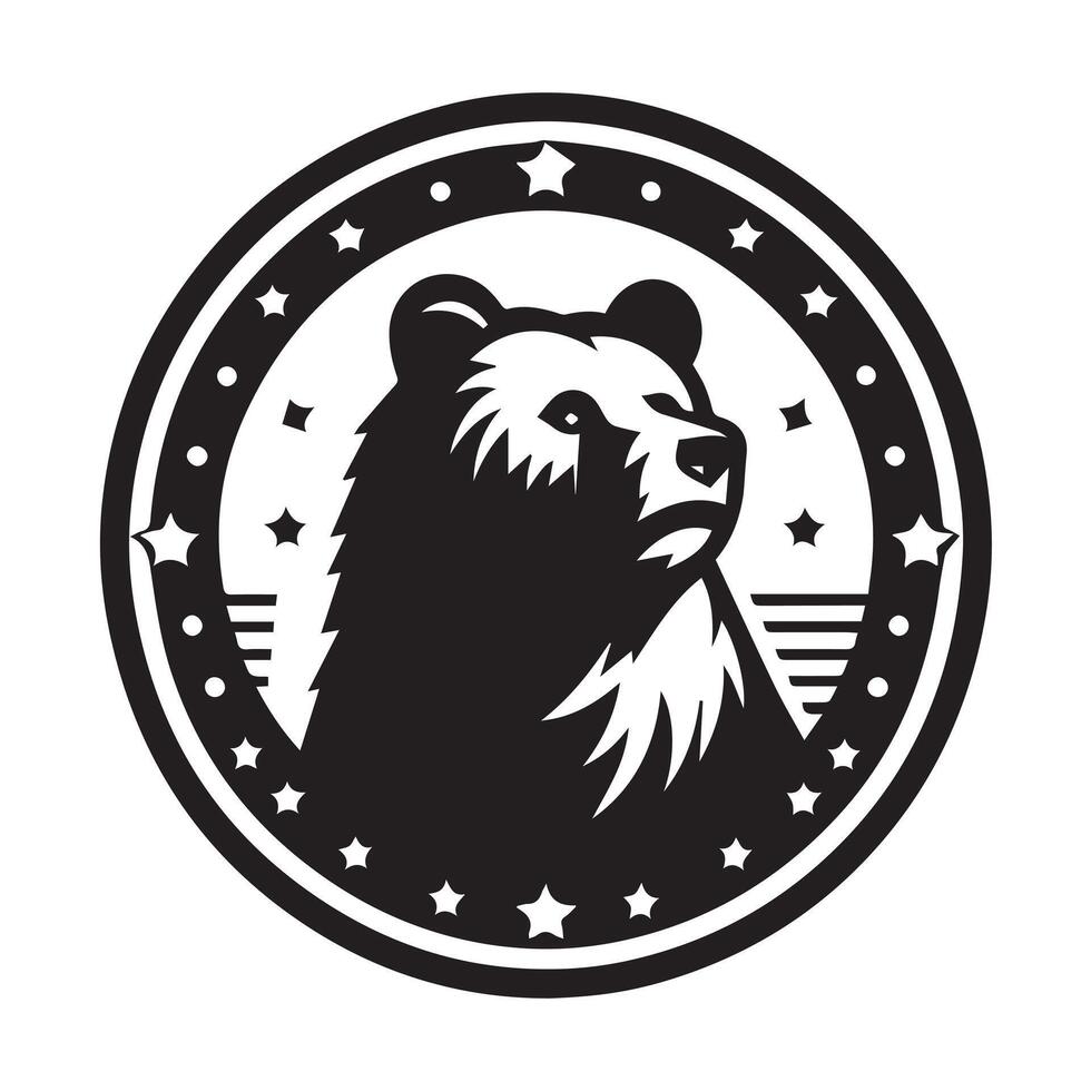 Majestic Bear Silhouette at Night in the Woods vector