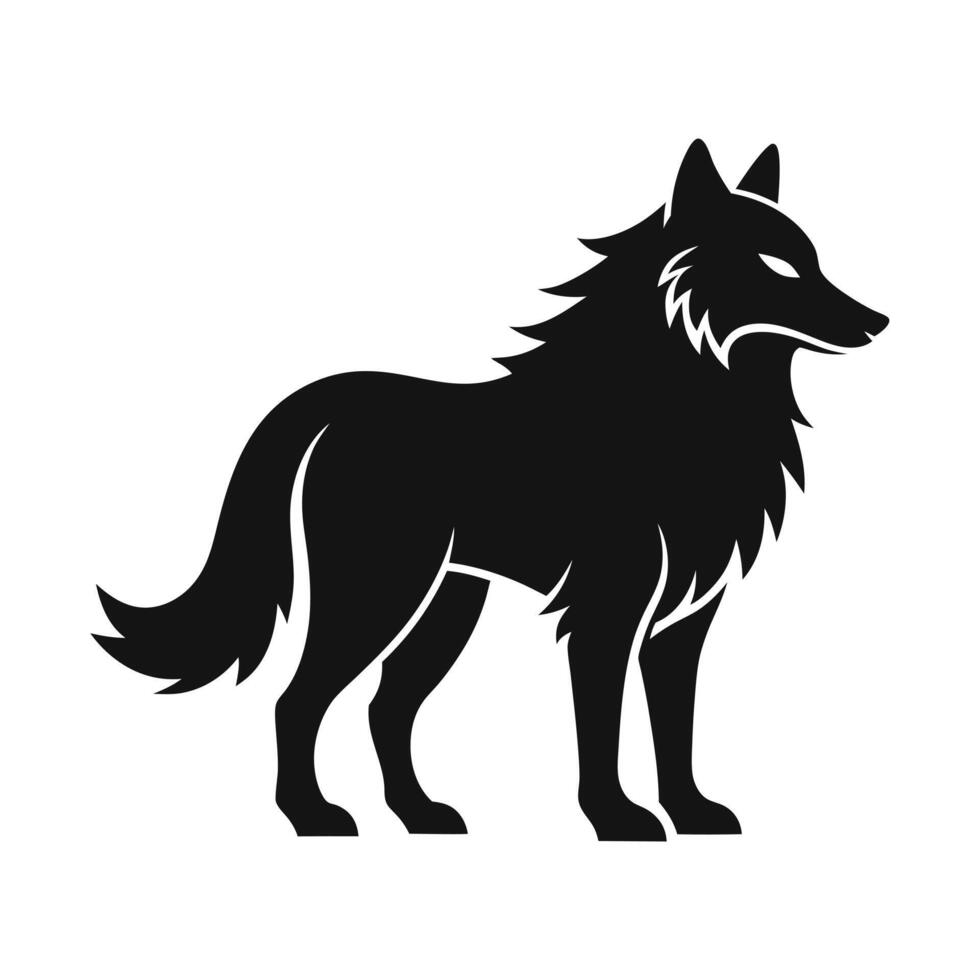 Powerful Silhouette of a Howling Wolf on a Mountain Peak vector