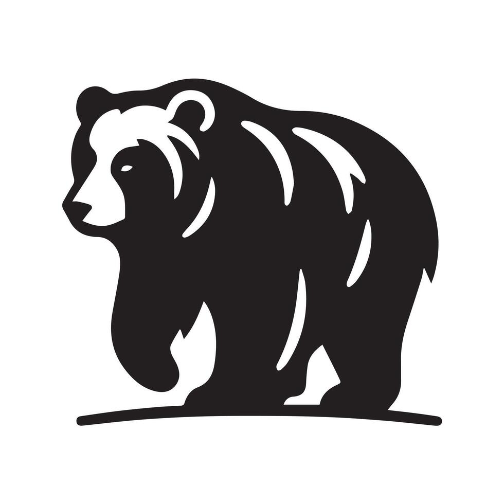 black silhouette of a bear's head in profile view against a plain white background. vector
