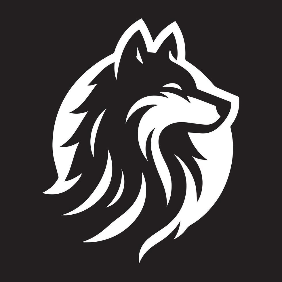 Bold graphic wolf logo design on black background vector