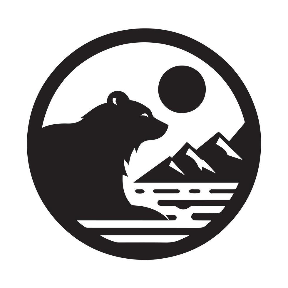 A striking black silhouette of a bear's head in profile view against a plain white background. vector