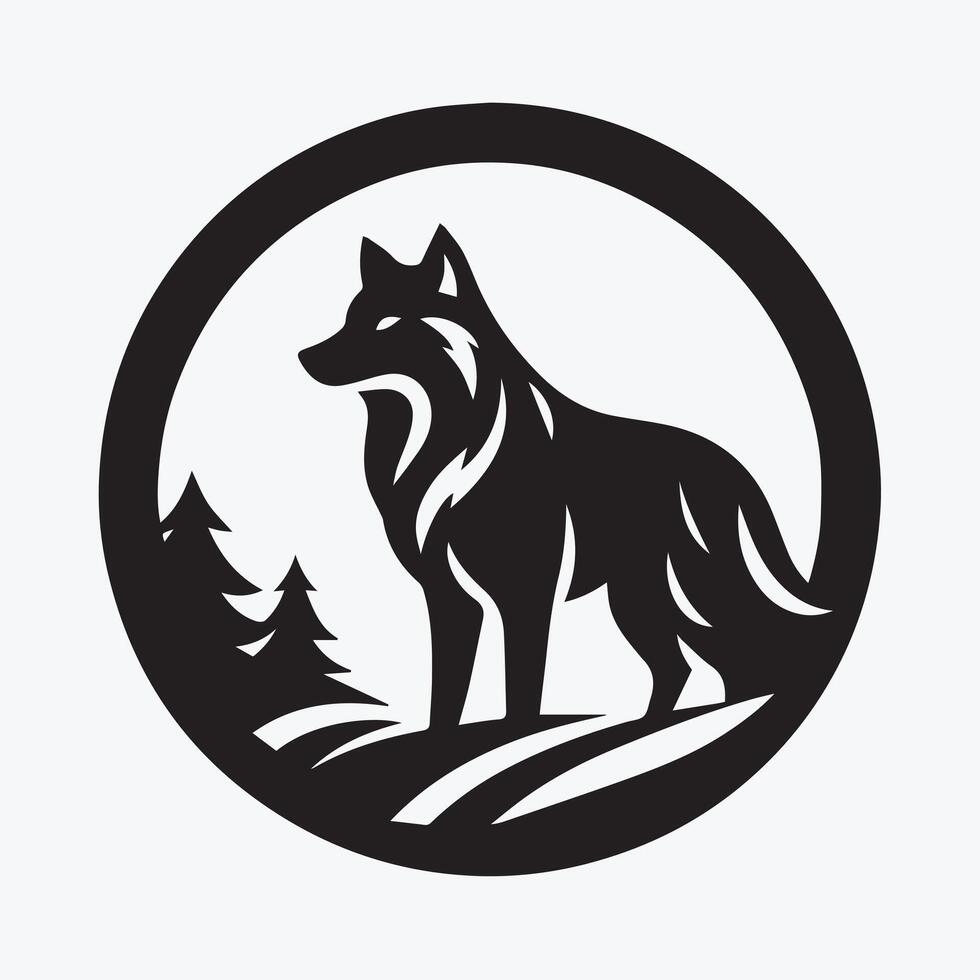 Powerful Wolf Head Logo in Simple Black and White Style vector