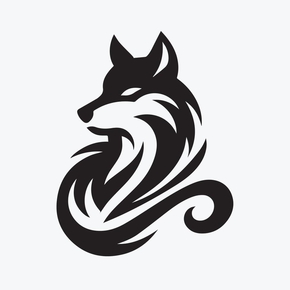 Powerful Wolf Silhouette Logo Design vector