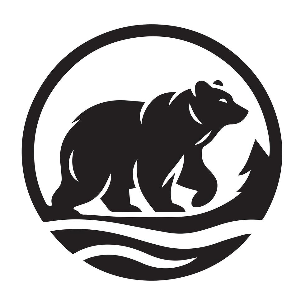 Majestic Bear Emblem in Wilderness Setting vector