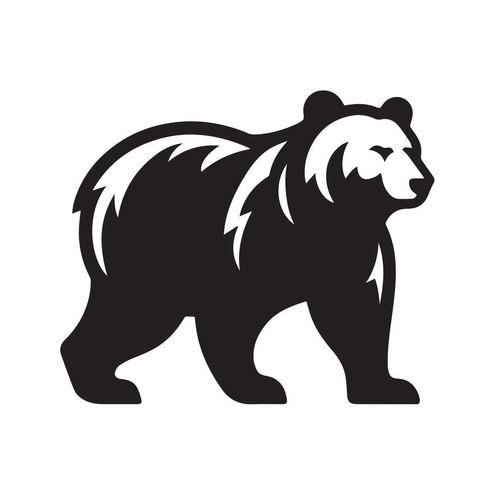 stylized silhouette of a bear, rendered in bold black lines. vector