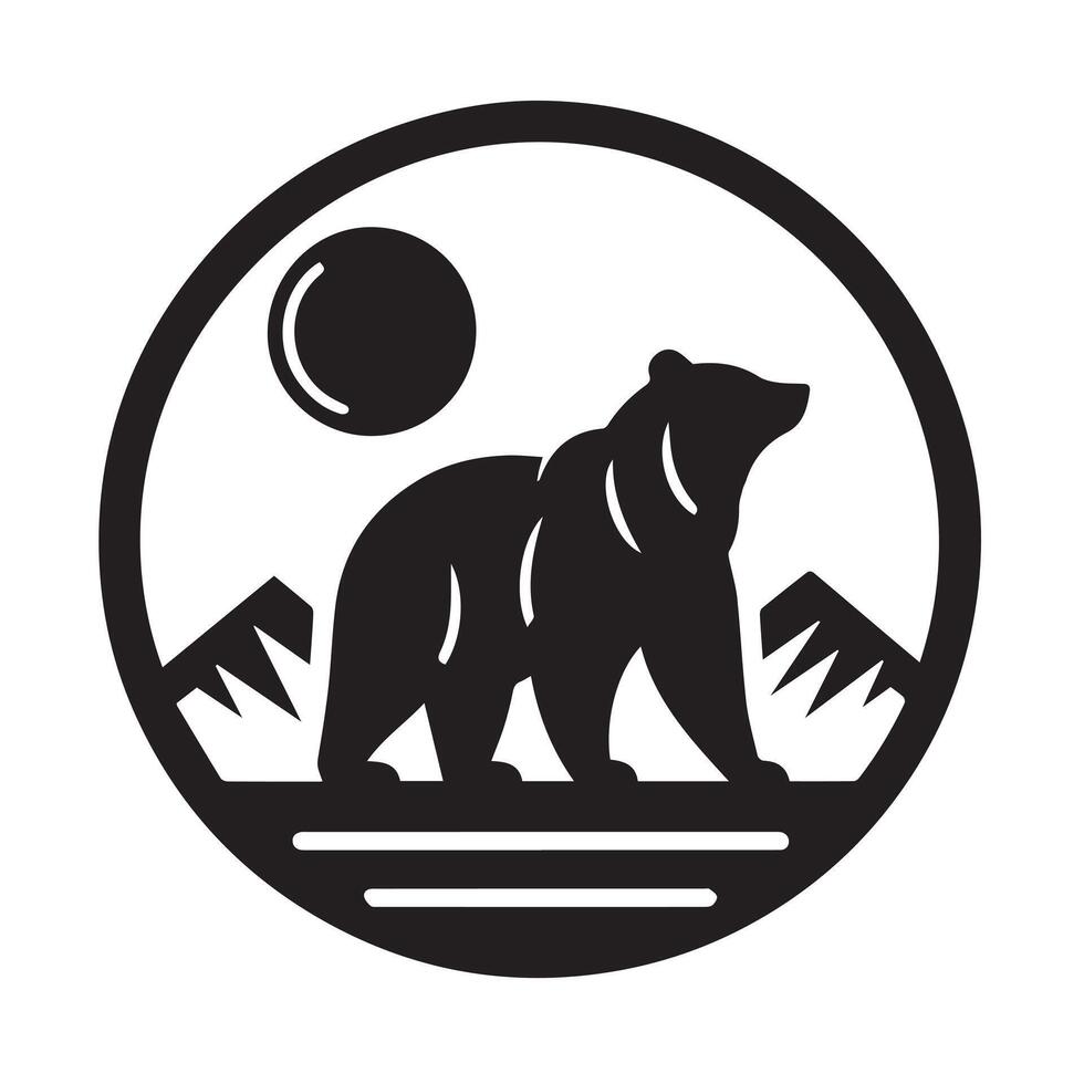 Bear Silhouett Cosmic Forest Setting vector