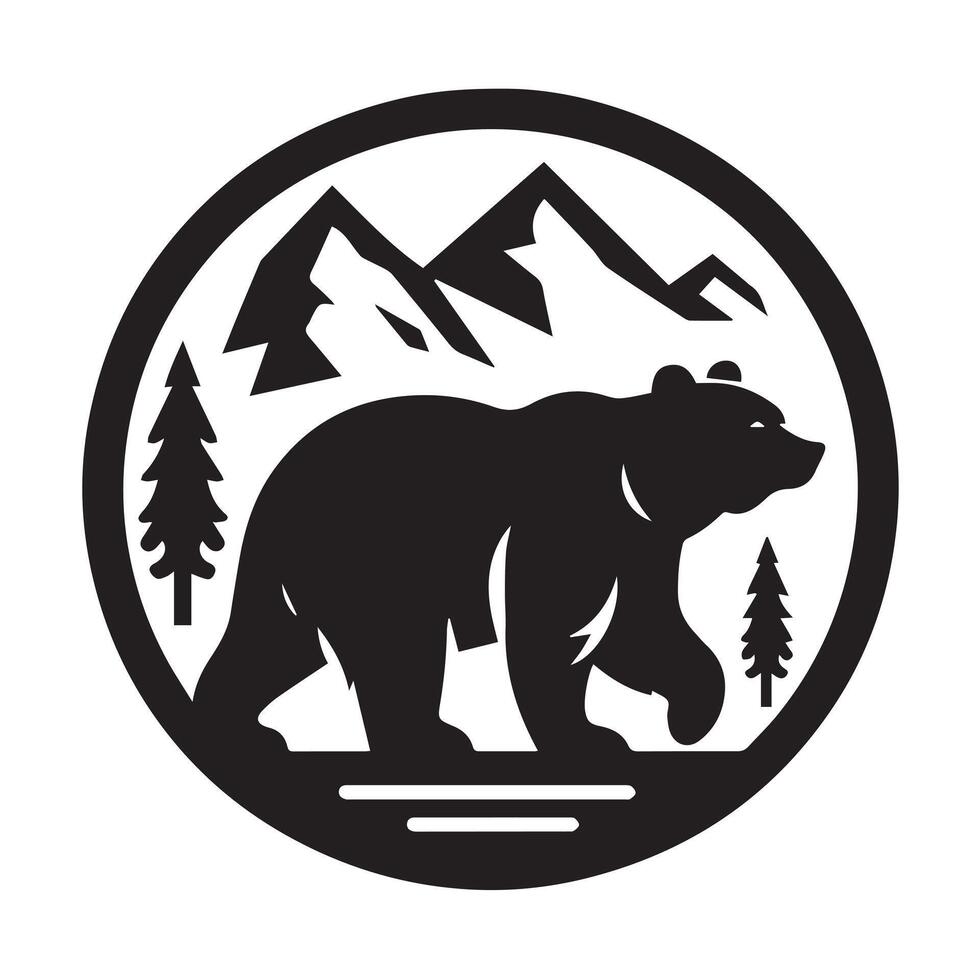 Black Bear Silhouette Profile Design vector