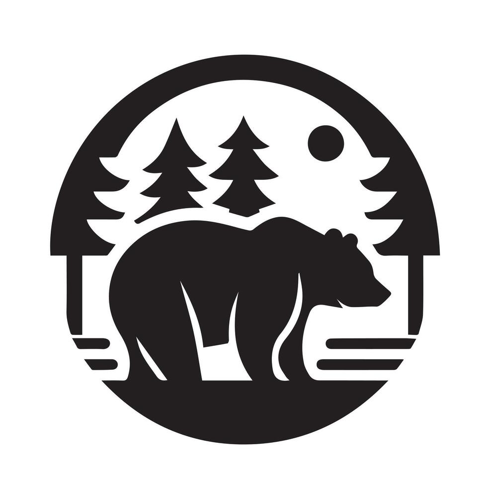Powerful Bear Silhouette in Circular Design vector