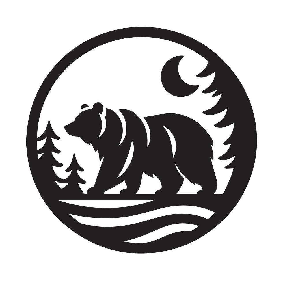 silhouette of a bear walking, suitable for logos, branding, or wildlife-themed designs. vector