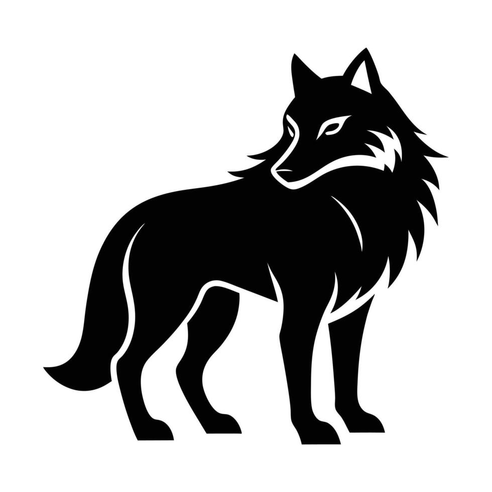 Bold Black Silhouette of a Majestic Wolf A strong, stylized silhouette of a wolf. vector