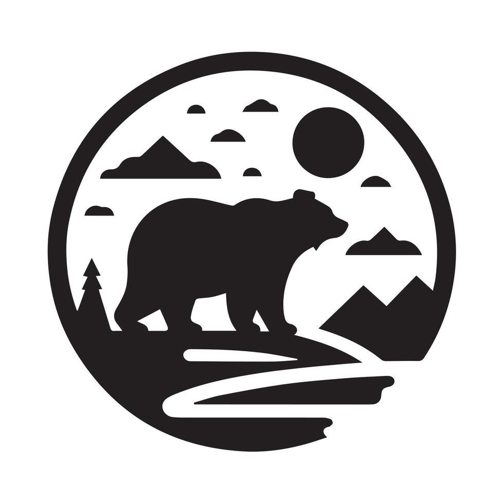 A powerful, stylized silhouette of a bear, perfect for logos, branding, or wildlife-themed projects. vector