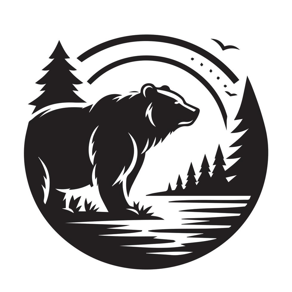Powerful Bear Logo Design in Vintage Style vector