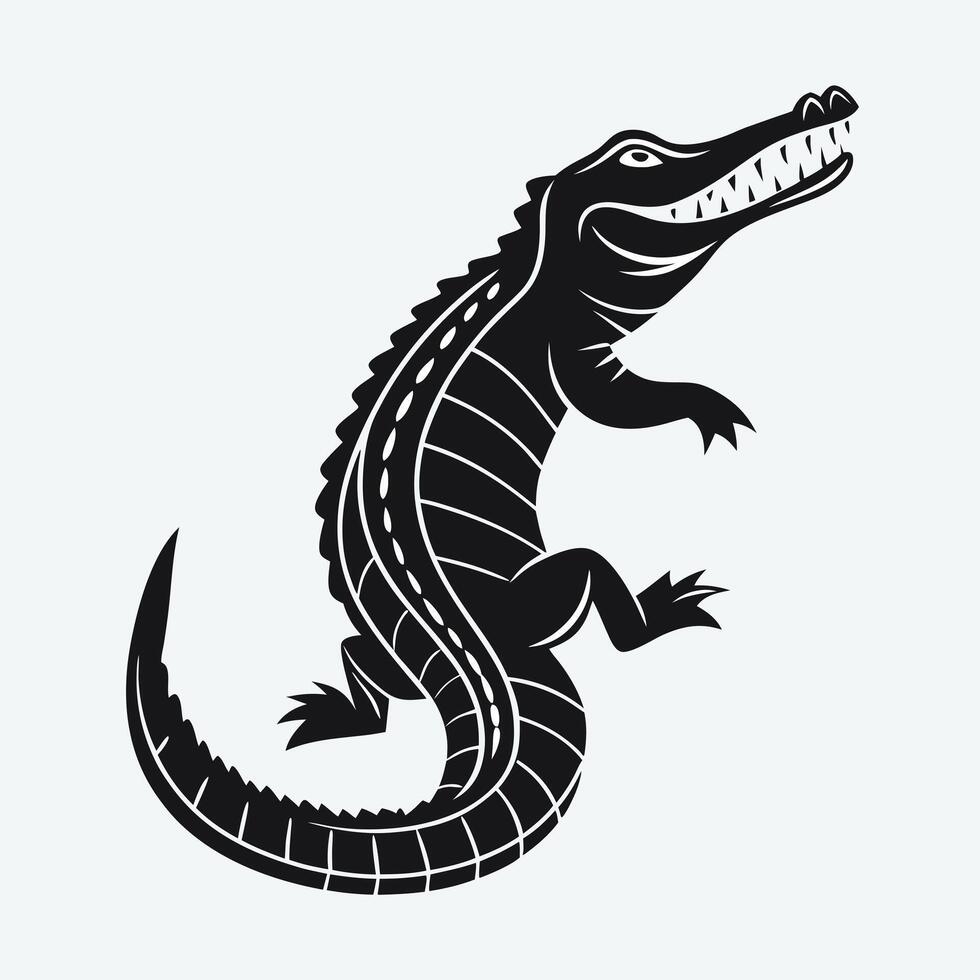 Silhouette of a Majestic Alligator vector