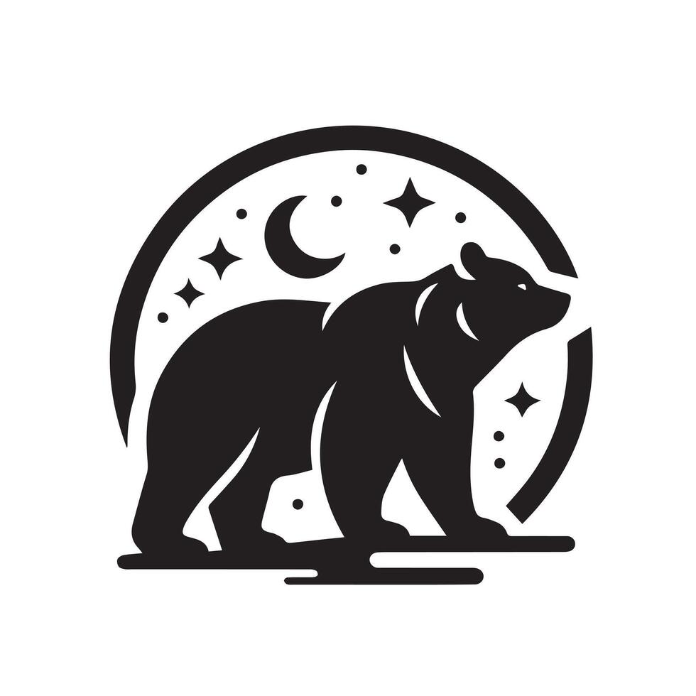 Bear Silhouette Against a Mountain Landscape Design vector
