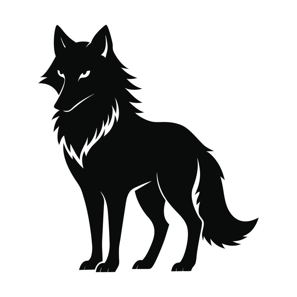 Silhouette of a Howling Wolf on a Mountain Peak vector