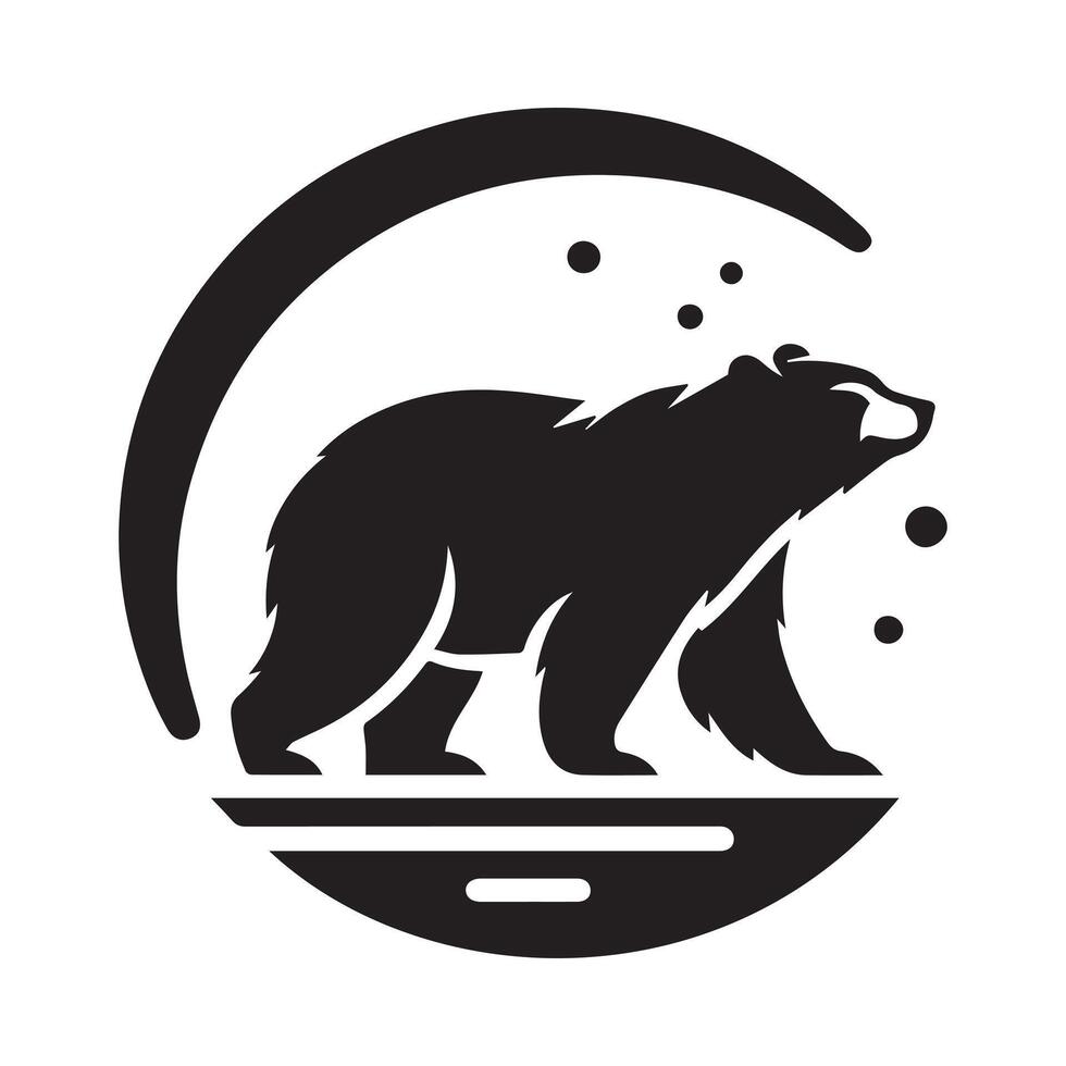 Majestic Bear Silhouette Against a Mountain Landscape vector