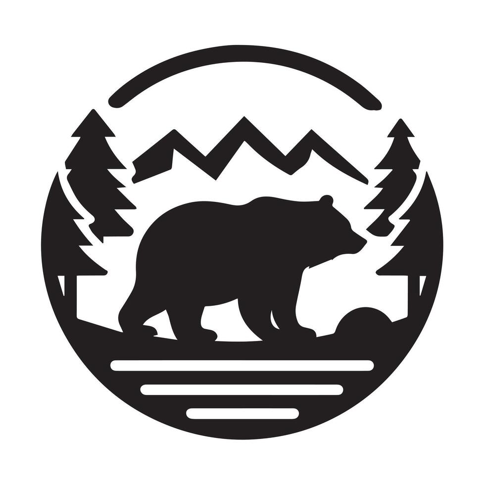 Majestic Bear Roaring in a Mountainous Landscape vector