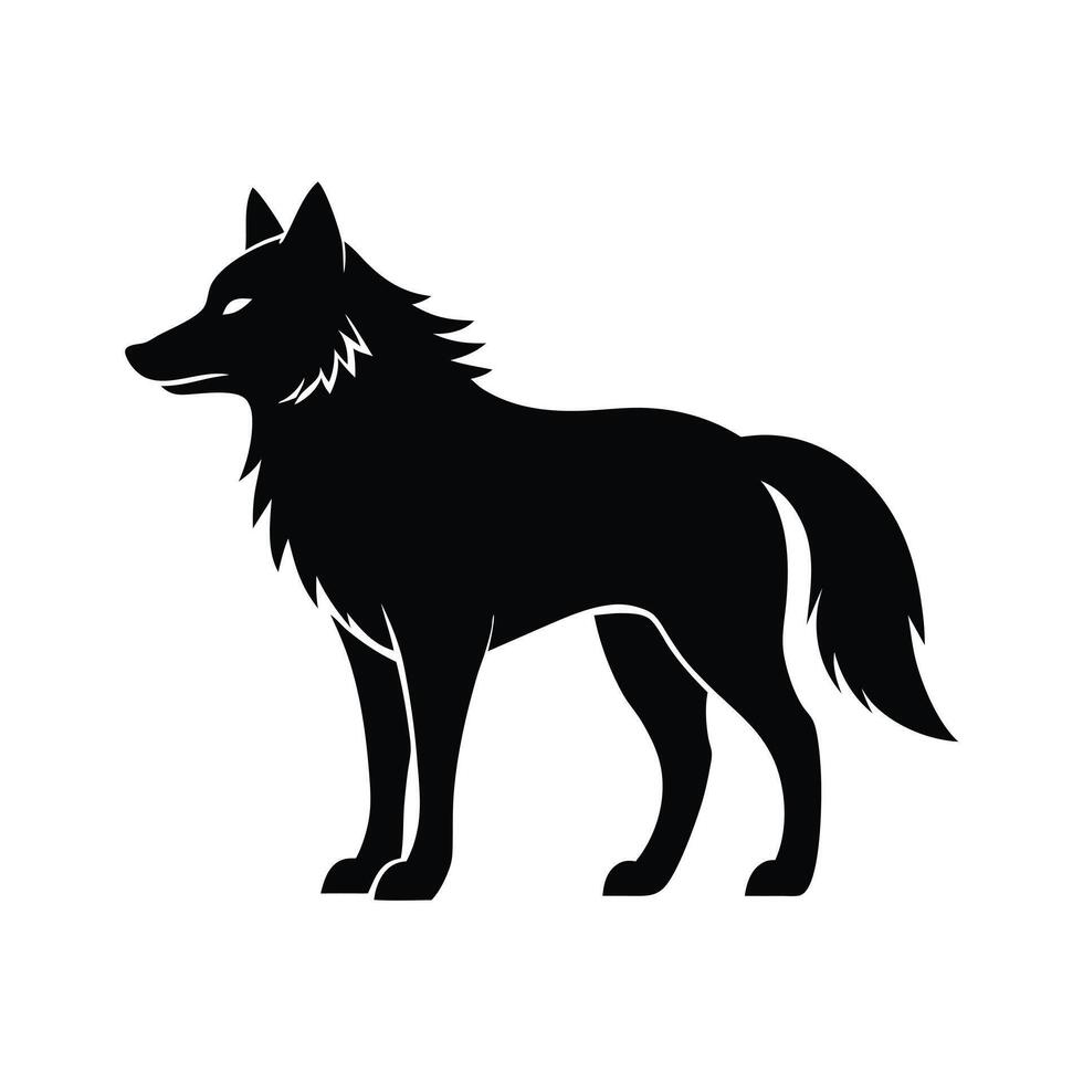 Silhouette of a Howling Wolf on a Rocky Peak vector