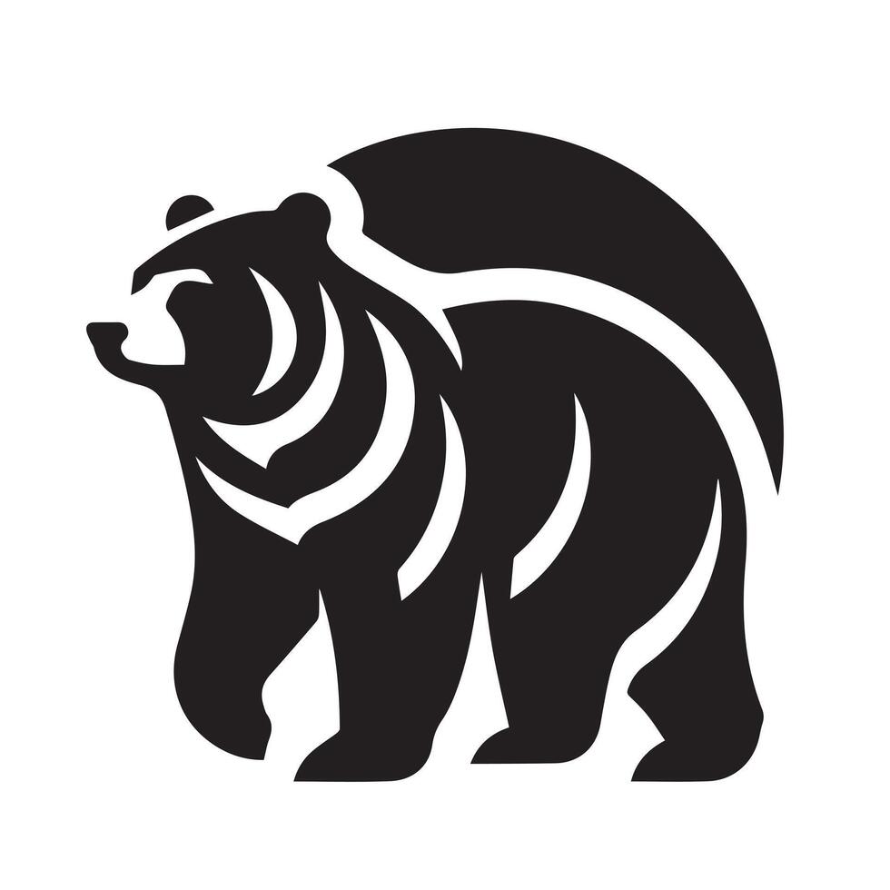 Black Bear Silhouette in a Circle Logo Design vector