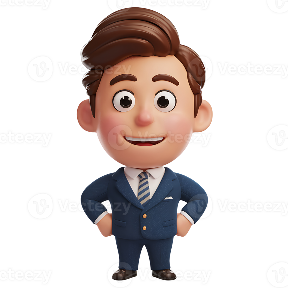 A Digital Illustration of a Smiling Business Professional isolated on transparent background png