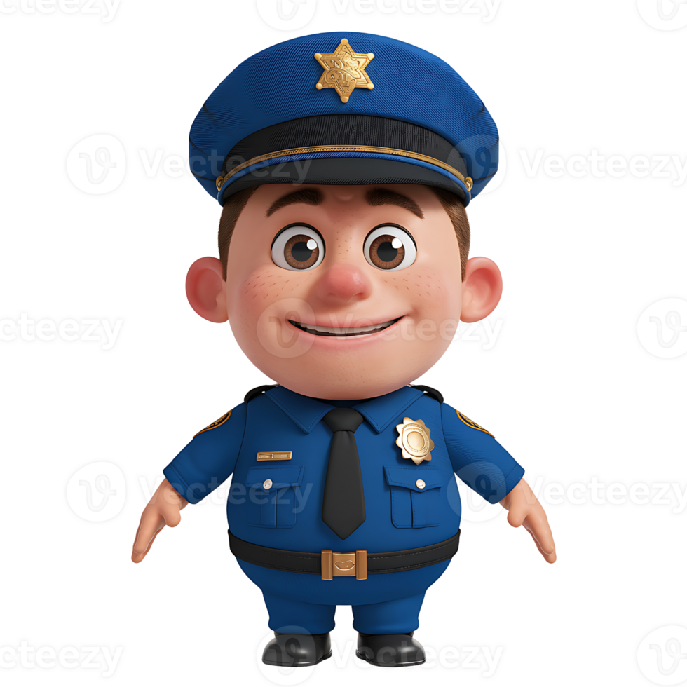3D Render of a Cheerful Young Policeman isolated on transparent background png