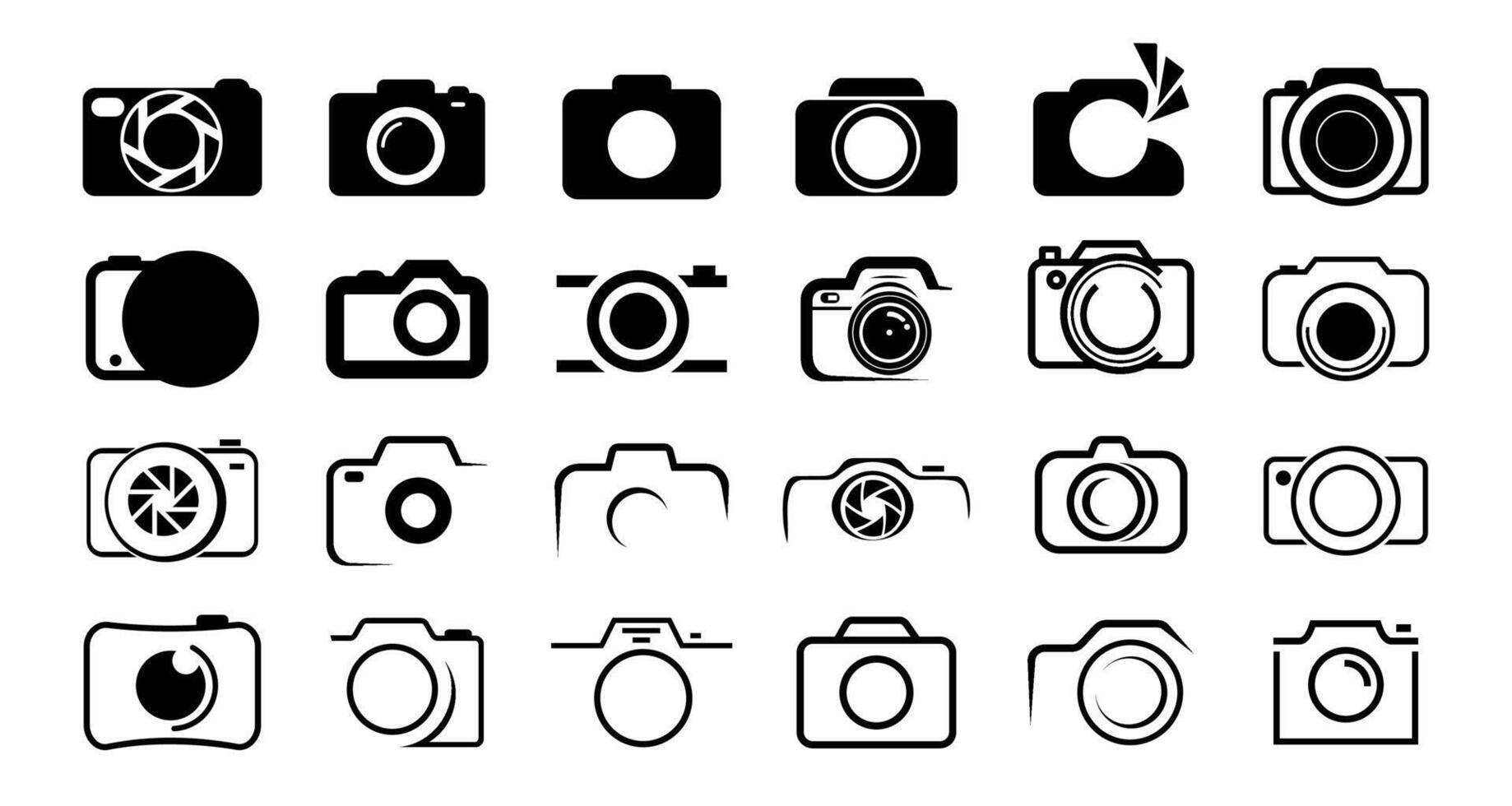 Set of Camera lens photography icon logo photographer photo isolated background vector