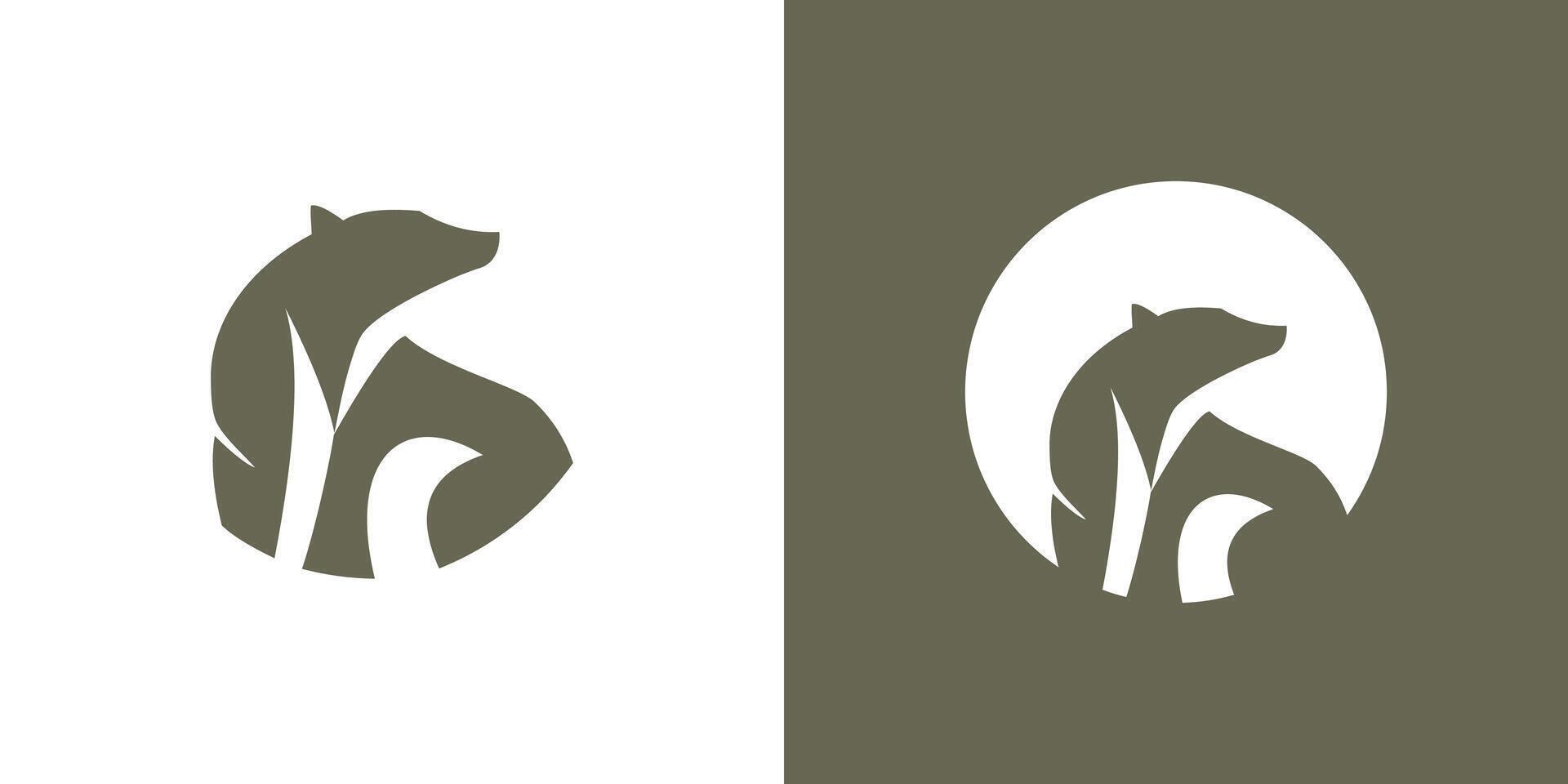 Bear polar abstract in round circle logo icon isolated graphic . vector