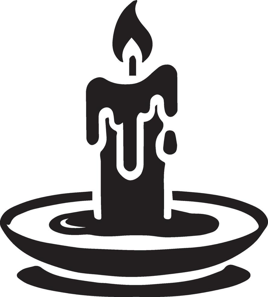 a black and white candle on a plate vector