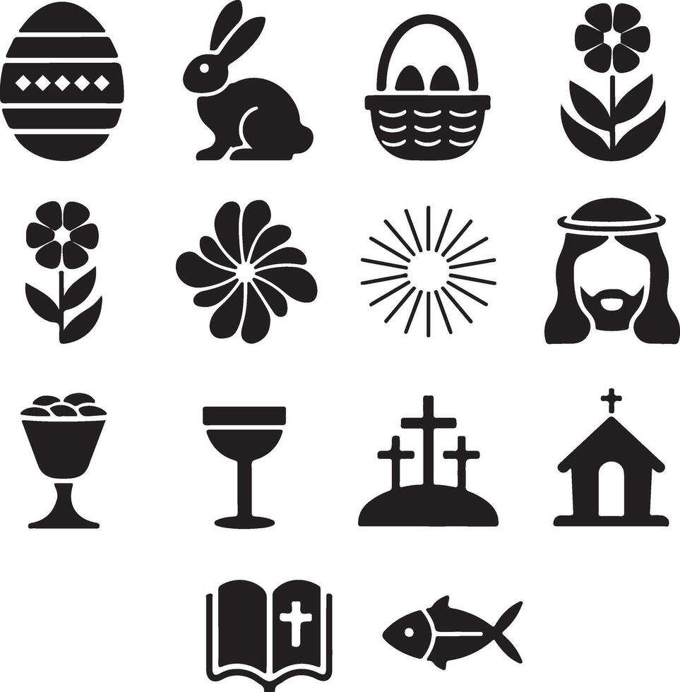 easter day icons set illustration vector