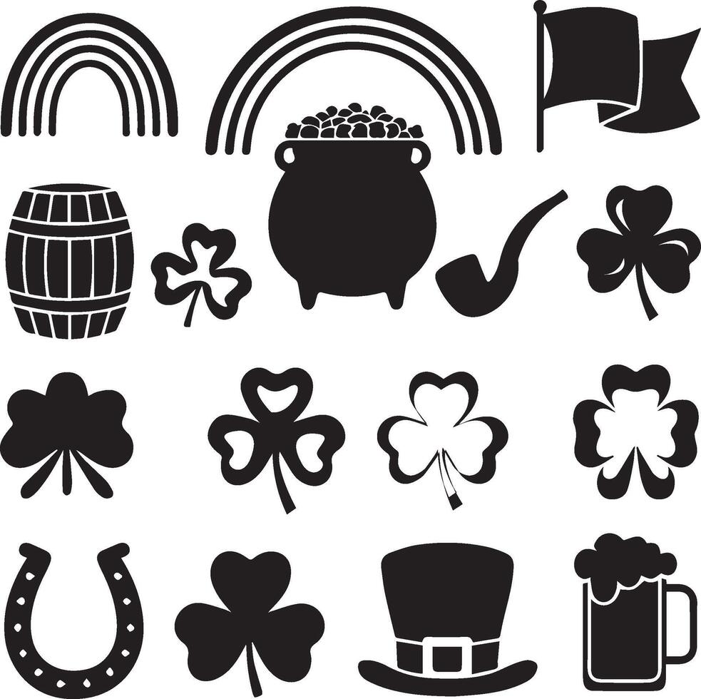 st patricks day icons set vector