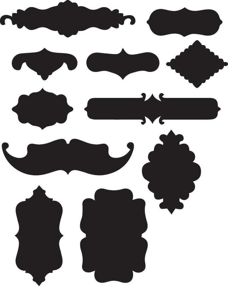 a set of black and white decorative frames and labels vector