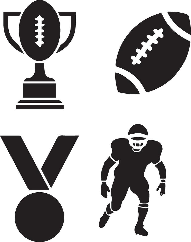 american football icons set vector