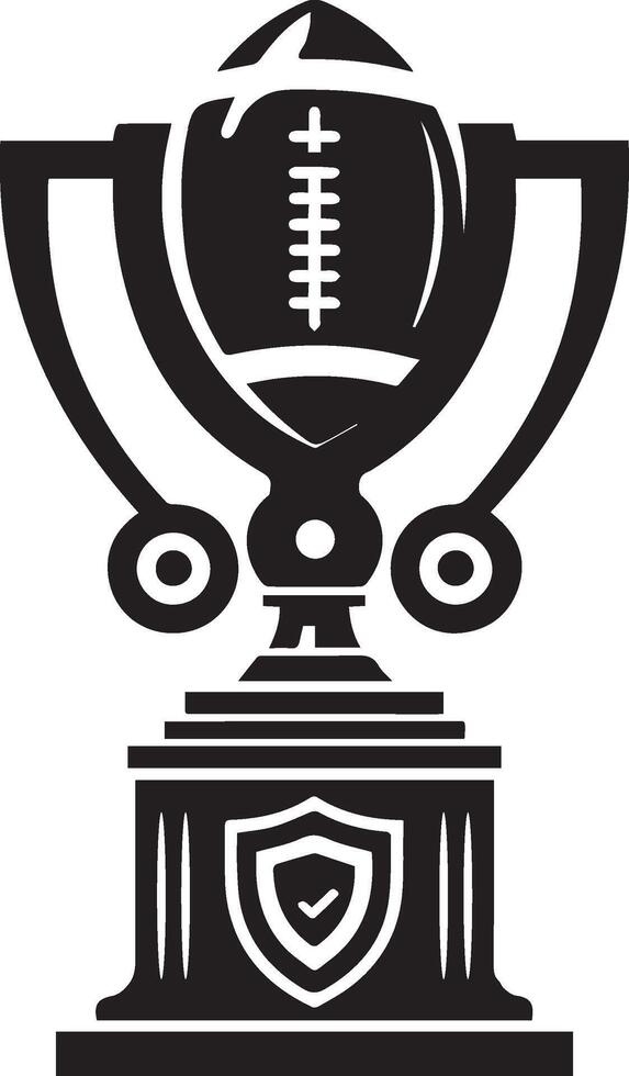 a black and white trophy with a football ball inside vector