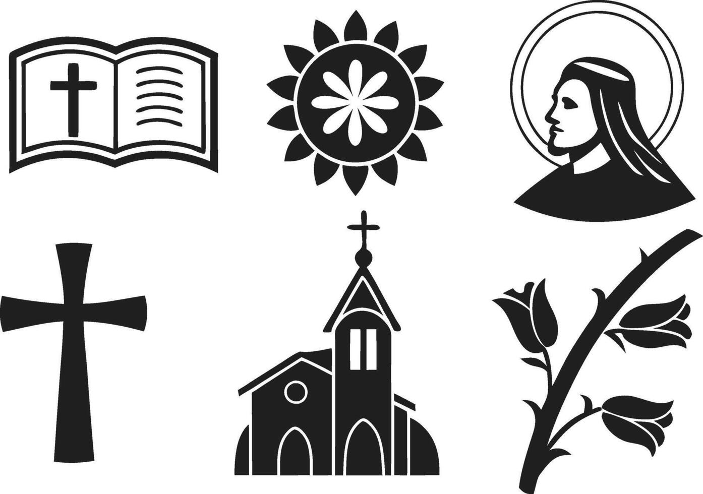 church icons set illustration vector