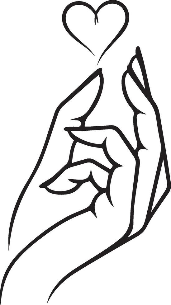 two hands holding a heart shape in the air vector