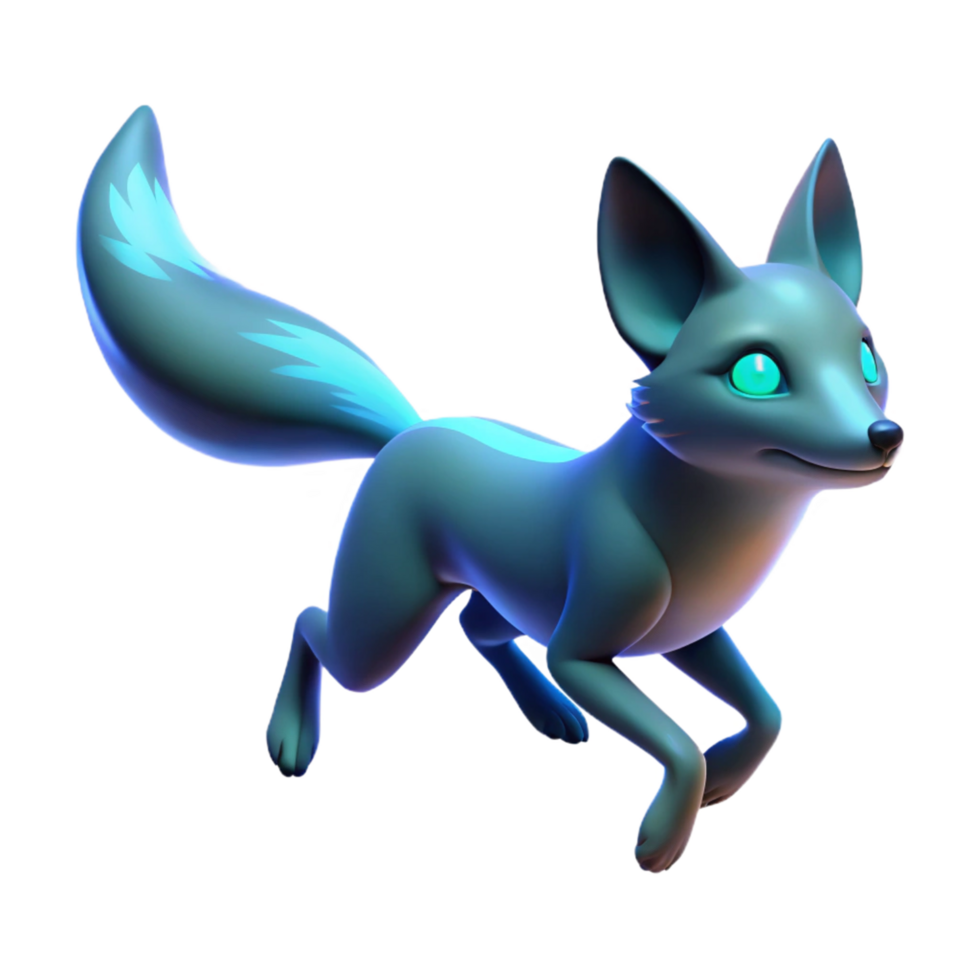 wonderful abstract Glowing Fox Three Dimensional Render in a Mesmerizing Scene of Wildlife original png