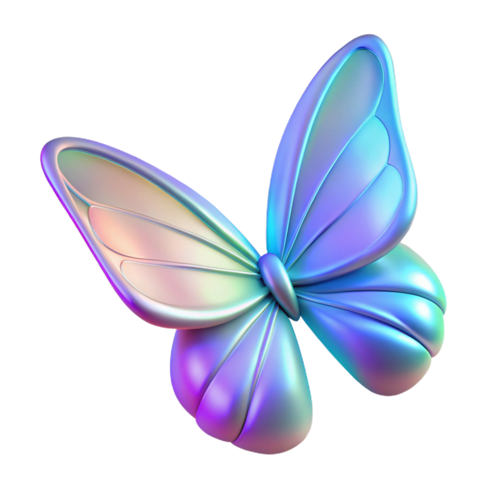 beautiful traditional Iridescent Butterfly in a Three Dimensional Render of Color and Movement 4K png