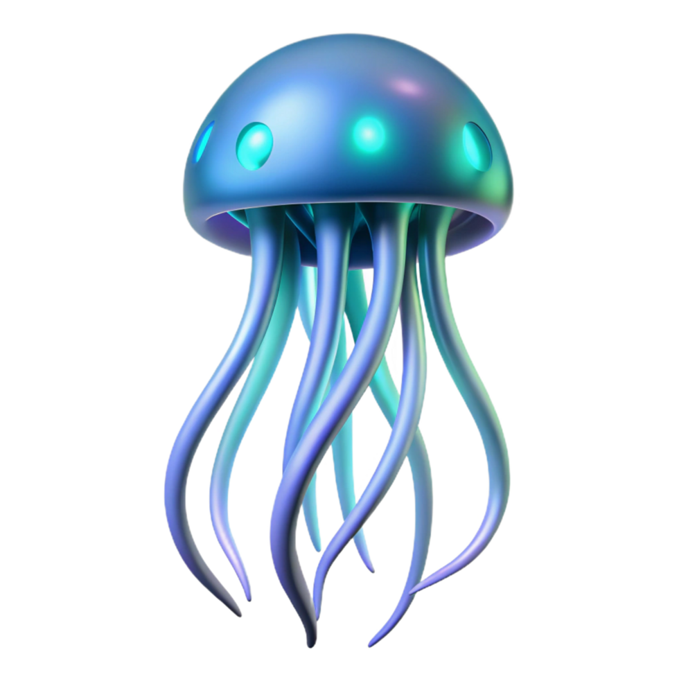 vibrant classic Glowing Jellyfish Three Dimensional Render with Ethereal Glow and Translucent Tentacles professional png