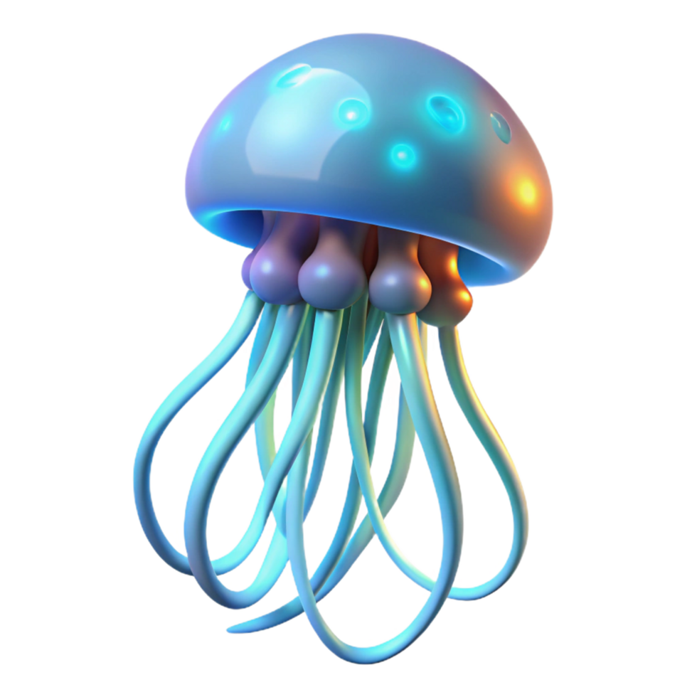 wonderful creative Glowing Jellyfish Three Dimensional Render in a Mesmerizing Scene of Oceanic Light genuine png