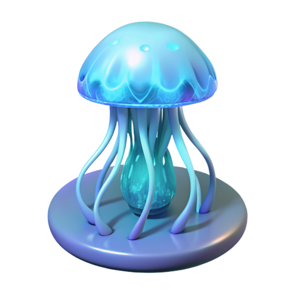 impressive rustic Glowing Jellyfish Lamp Three Dimensional Render in a Mesmerizing Scene of Oceanic Light authentic png