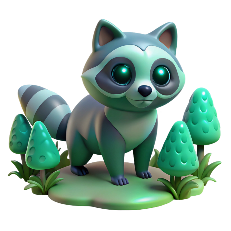 impressive classic Cute Raccoon in a Delightful Three Dimensional Render of Charm high quality png