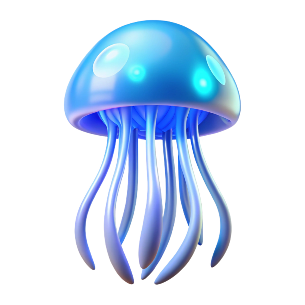 stunning vintage Glowing Jellyfish Three Dimensional Render in a Mesmerizing Scene of Oceanic Light authentic png