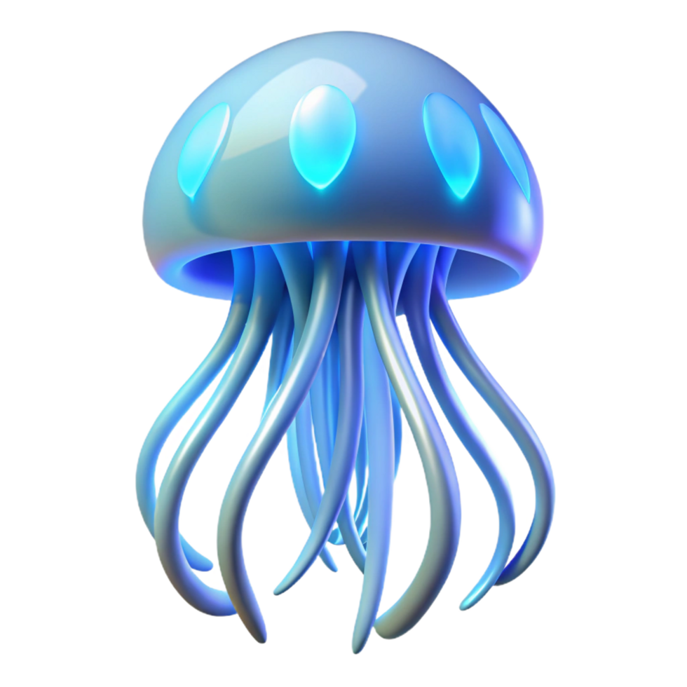 wonderful traditional Glowing Jellyfish Three Dimensional Render with Ethereal Glow and Translucent Tentacles high resolution png