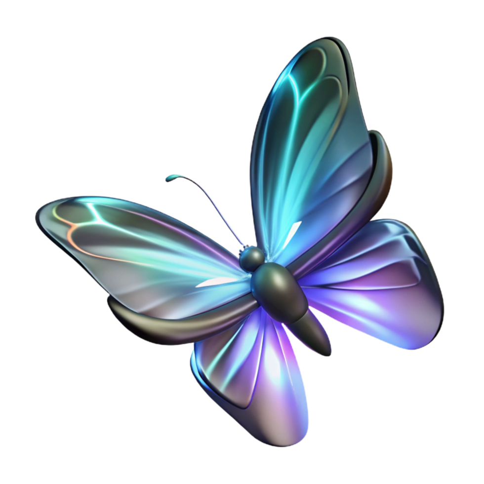extraordinário artístico iridescente borboleta digital render uma deslumbrante digital render do uma borboleta com iridescente características exibindo uma espectro do cores e etéreo beleza original png