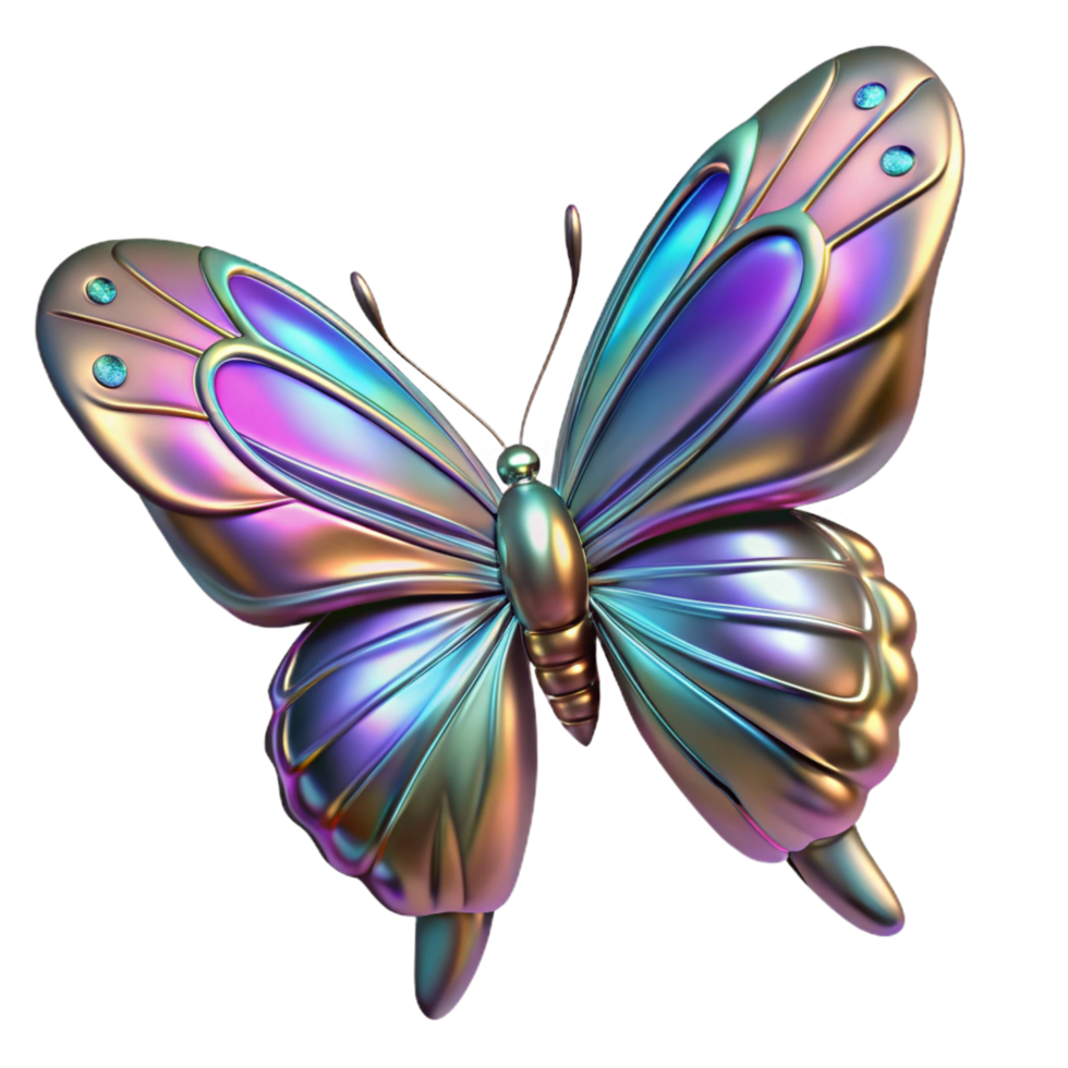 extraordinary rustic Iridescent Butterfly Digital Render A stunning Digital render of a butterfly with iridescent features showcasing a spectrum of colors and ethereal beauty high resolution png